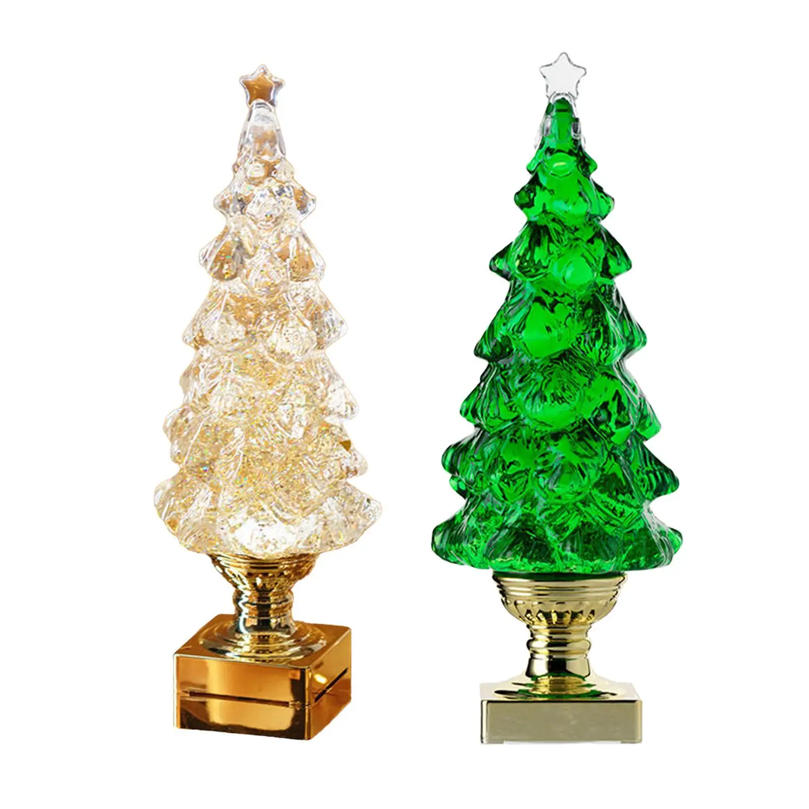 Tabletop Artificial Christmas Tree Snow Globe with LED Lights Modern Home Accent for Xmas Living Room