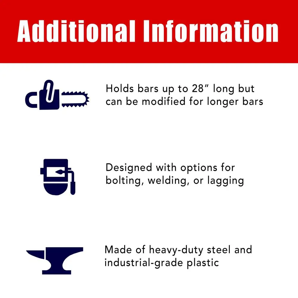 Base con vaina Kit porta motosierra Superficies planas 28 pulgadas Funda azul Soporte de montaje fijo Compatible con todas las motosierras