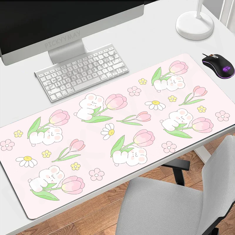 Imagem -04 - Kawaii Anime Gaming Mousepad Urso Bonito Tapete de Rato Grande Almofadas de Mesa Grande Antiderrapante Borracha Tapetes de Teclado