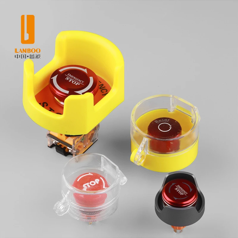 LANBOO Emergency Stop Button Protective Cover 16 19 22mm Waterproof Dustproof Prevent Wrong Operation Keyhole Design