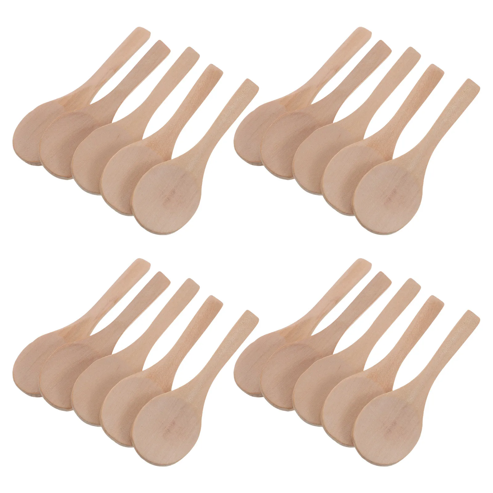 

20Pcs Natural Wood Mini Spoons Smooth Small Round Wooden Utensils for Sugar Salt Soup Honey Spices Dessert Kitchen Portable