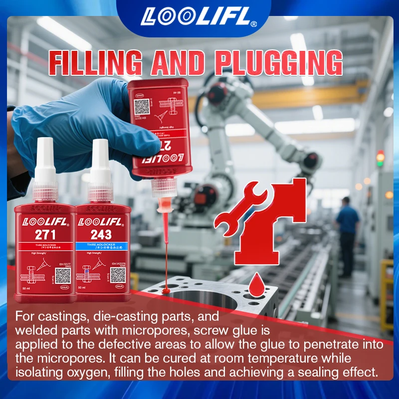 

Клей для фиксации резьбы 243, клей для предотвращения беспокойства, ржавчины, наполнения суставов, высокотемпературный и анаэробный клей, средней прочности