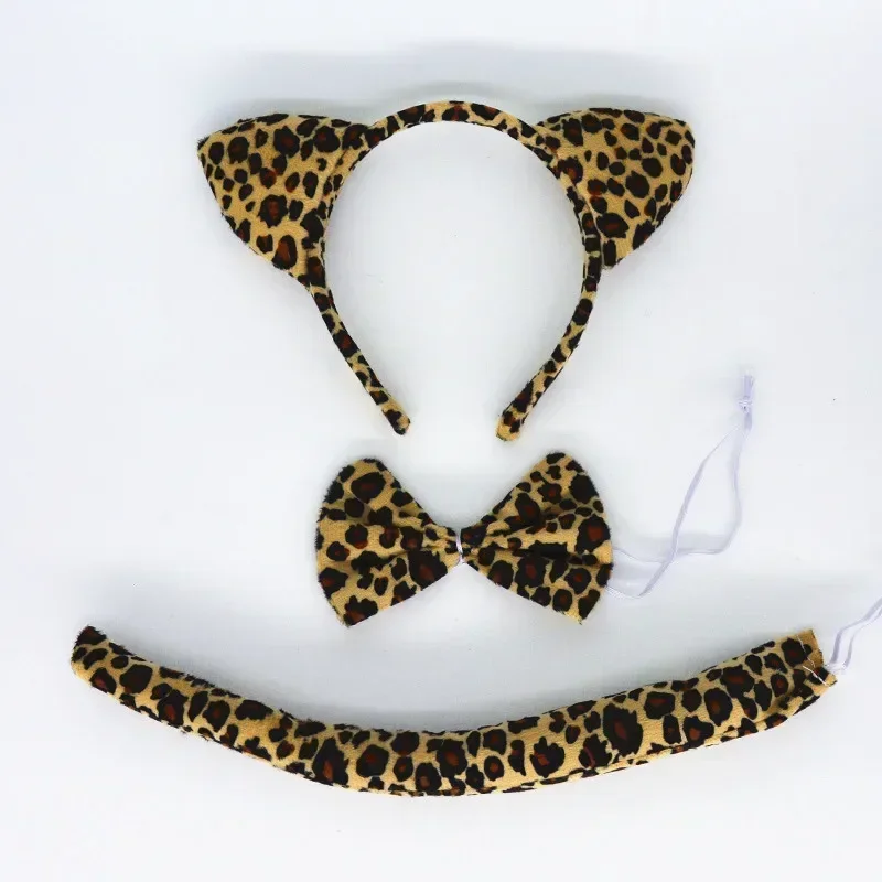 الكبار الاطفال أفخم الكرتون ليوبارد الغابة الحيوان ذيل الأذن عقال لعبة حفلة عيد ميلاد الهالوين زي تأثيري