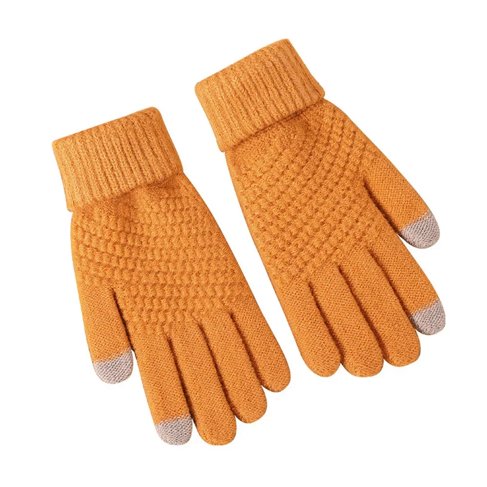 Nuevos guantes de lana tejidos para otoño e invierno, gruesos, resistentes al viento y cálidos, ciclismo al aire libre para hombres y mujeres, resistentes al frío