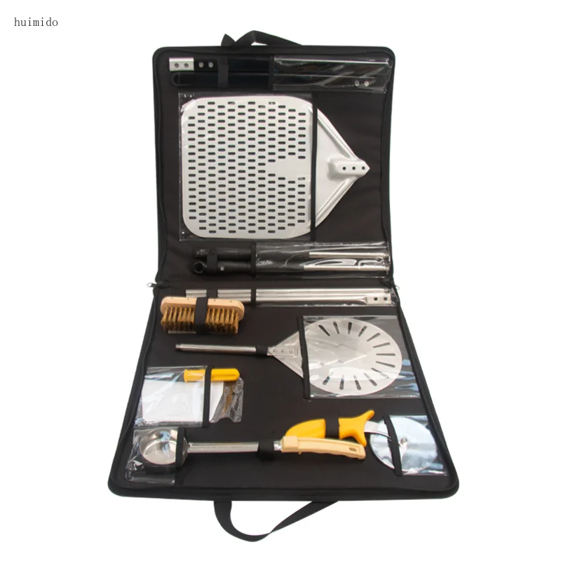 Outdoor Pizza Accessories Kit, Pizza Turning Peel and Square Pizza Shovel Tools Set with Carry Bag