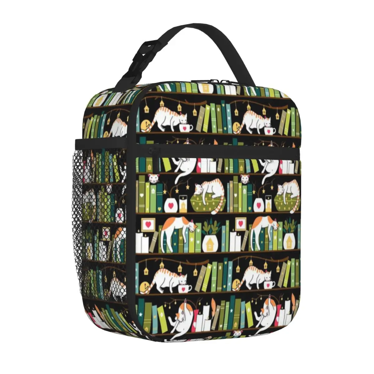 Hot Sale Library Cats - Whimsical Cats On The Book Shelves Unisex Snack Bag Fitness Snack Cooler Lunch Bag