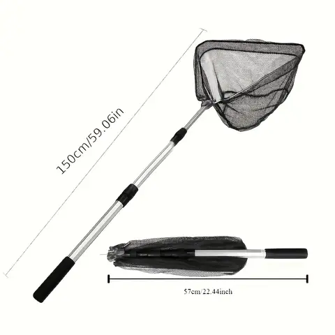1 Ultra-lightweight Foldable Fishing Net 1.5 Rice - 2.1 Durable Aluminum Alloy Telescopic Handle Portable Fishing Net Outdoor Fi