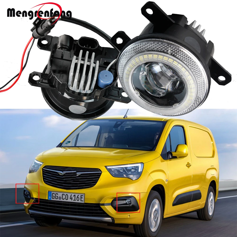 

2IN1 Car Front LED Angel Eye Fog Light DRL Daytime Running Lamp 30W For Vauxhall Opel Combo (X19) 2018 2019 2020 2021 2022 2023