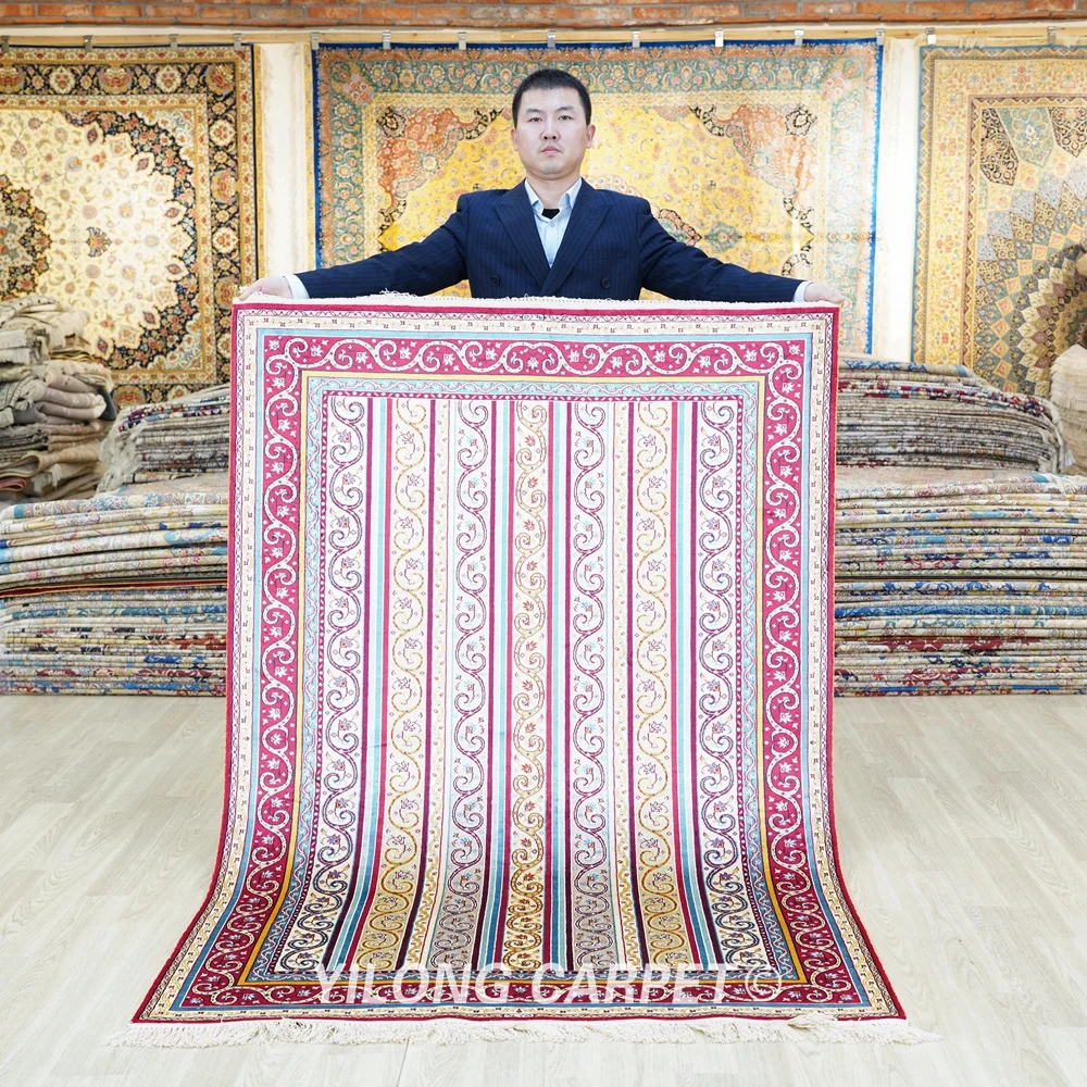 

122x183cm Hereke Carpet Colorful Handmade Exquisite Hand Knotted Turkish Silk Rug (HF297B)