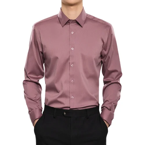 Camisa de bambú para hombre, camisa de trabajo de oficina informal de negocios de manga larga transpirable sin arrugas, camisas ajustadas cómodas de fácil cuidado S-5XL