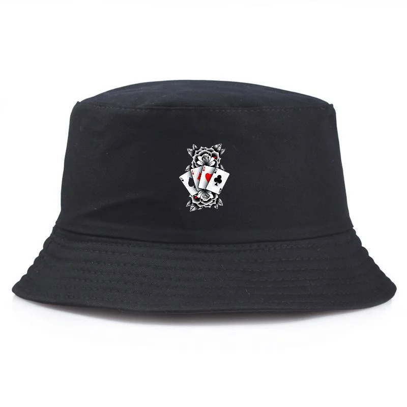 chapeu-bucket-com-estampa-de-cartas-de-poker-e-rosas-bone-de-pescador-de-algodao-estilo-y2k-vintage-casual-dobravel-aba-larga-chapeu-de-sol-streetwear