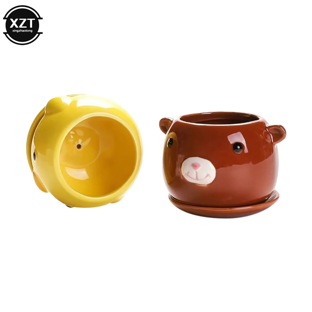 Cartoon Pig Ceramic Flower Pots Colourful Round Plastic Plant Flower Pot Succulents Pot Garden Home Office Decor Nursery Pots