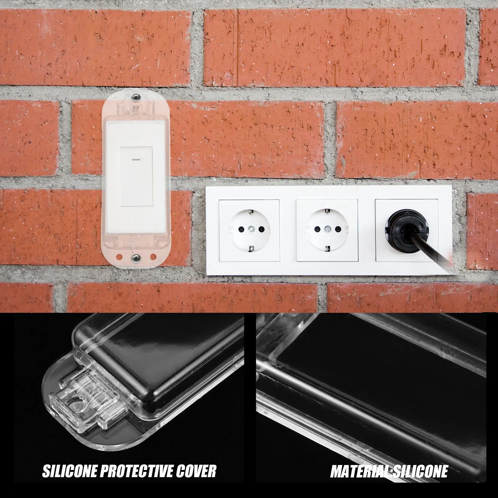 2pcs Transparent Plastic Light Switch Guard Cover Wall Plate Protector Toggle Button Safety Outlet Cover