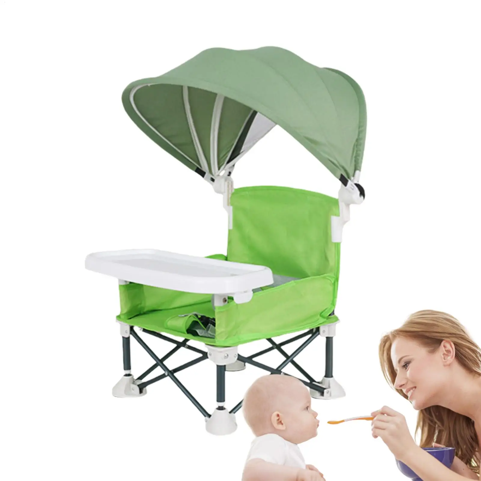 Portable Sunshade High Chair with Tents Baby Camping Outing Folding Seat Baby Dining Table Chair for Baby Camping Equipment