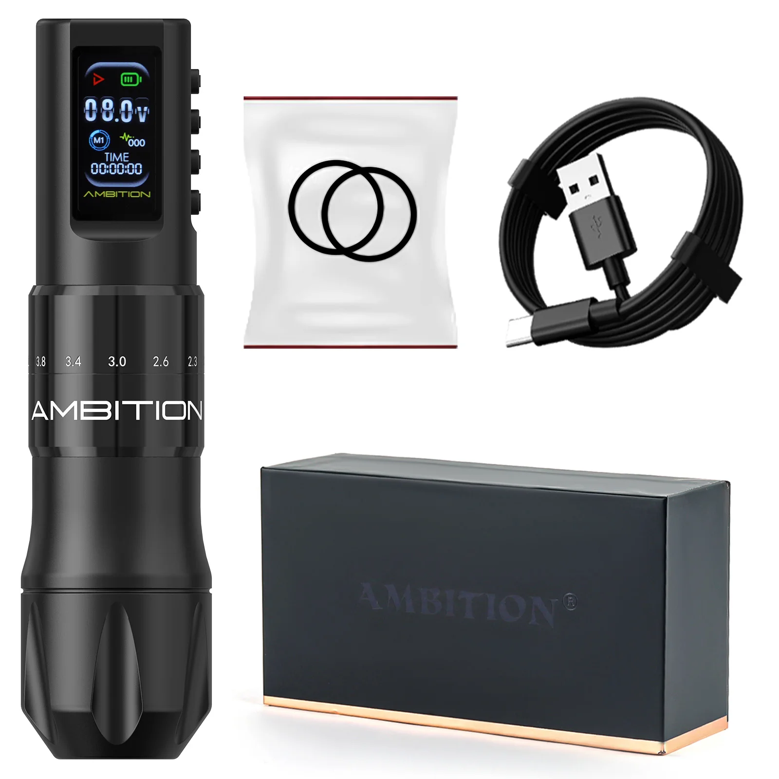 Ambition C2 Adjustable 7 Stroke Wireless Tattoo Machine Pen