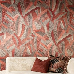 Custom Abstract leaf wallpaper for living room colored chalk line banana leaves geometric rhythm ancient art wall painting paper