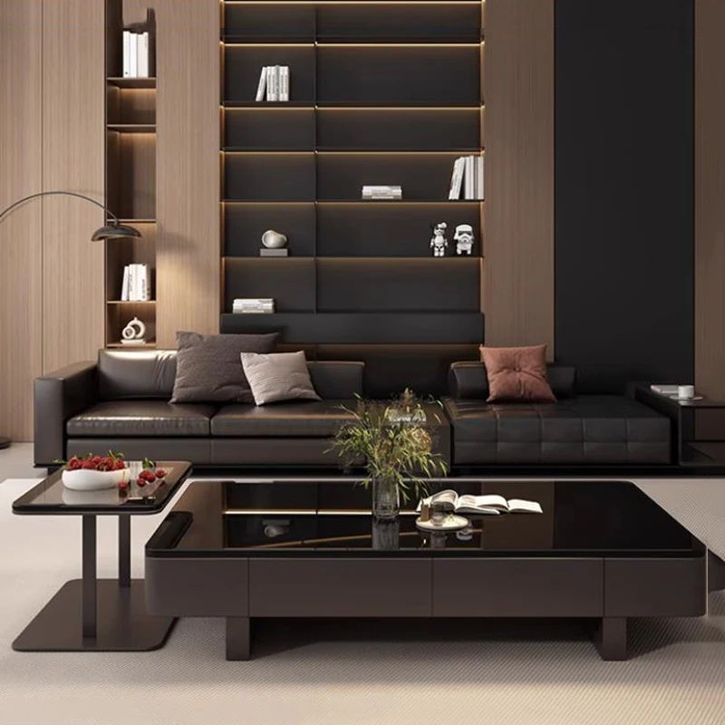 طاولة القهوة الخشبية الإيطالية غرفة المعيشة الفاخرة بسيطة الحد الأدنى طاولة جانبية أدراج تخزين ميسا أثاث غرفة المعيشة المساعدة #2