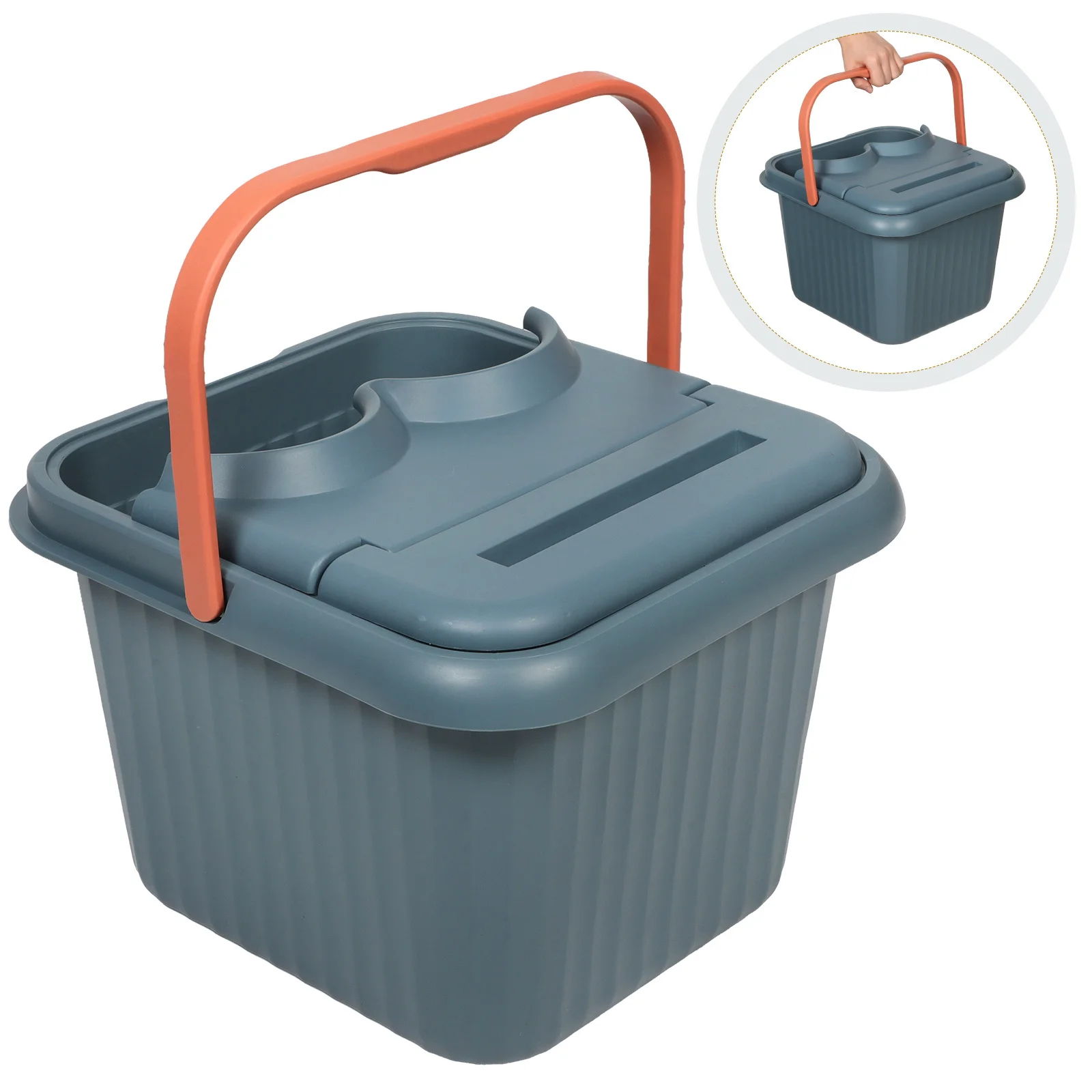 

Квадратное ведро для ванны для ног, утолщенная пластиковая ванна для замачивания с ручкой крышки для дома, спа, педикюра, портативная ванна для ног