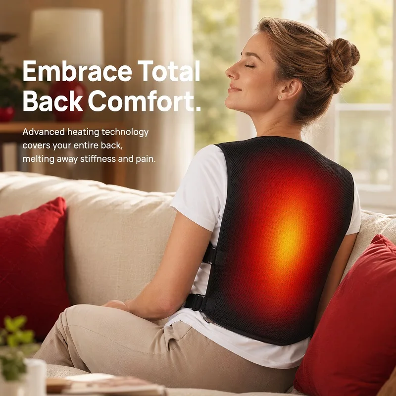 

Heated Back Support 3 Heat Settings Shoulder Back Strain Care Lumbar Soreness Relief Deep Muscle Heat Therapy Velcro Adjustment