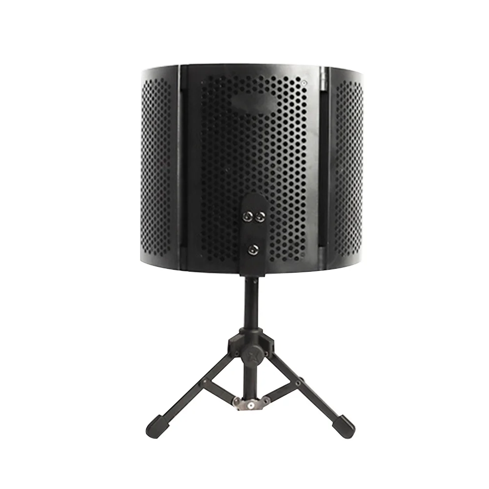 

1Set Foldable Microphone Isolation Shield with Tripod Portable Windproof Sound Absorber for Recording Studio Broadcast Karaoke