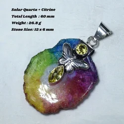 Genuine Moonstone Amethyst Bronzite Labradorite Sodalite Solar Quartz Agate Pendant