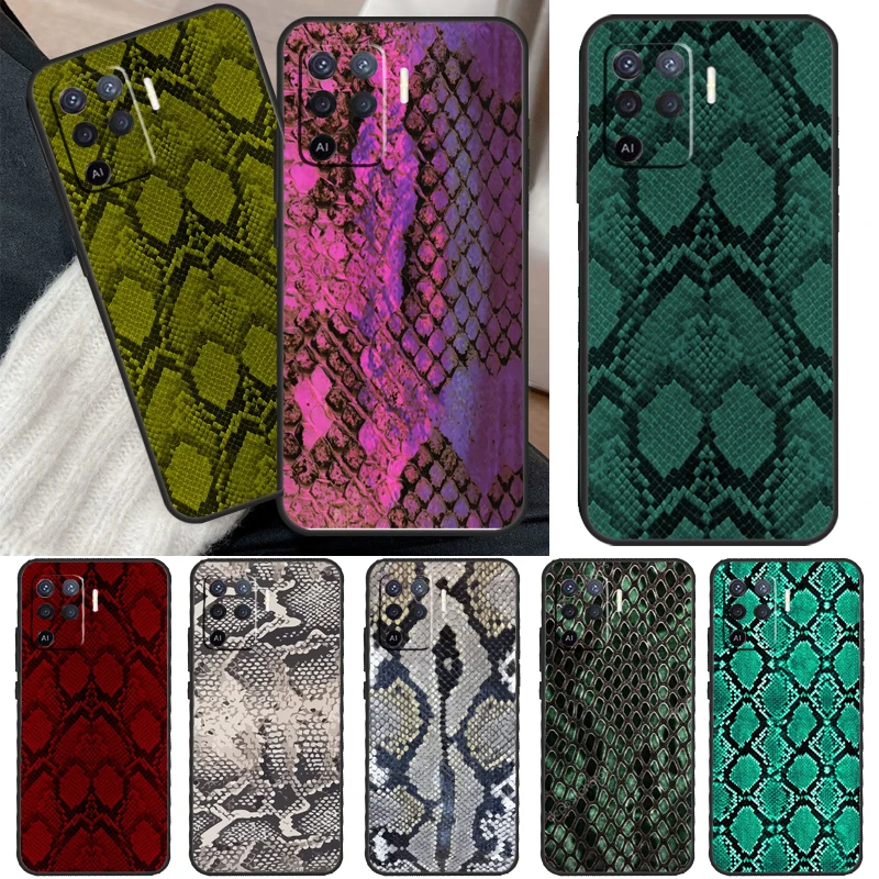 Python Snake Skin Cover For OPPO A15 A16 A3S A5S A52 A72 A94 A74 A54 A83 A91 A93 A31 A5 A9 2020 A53 S Case