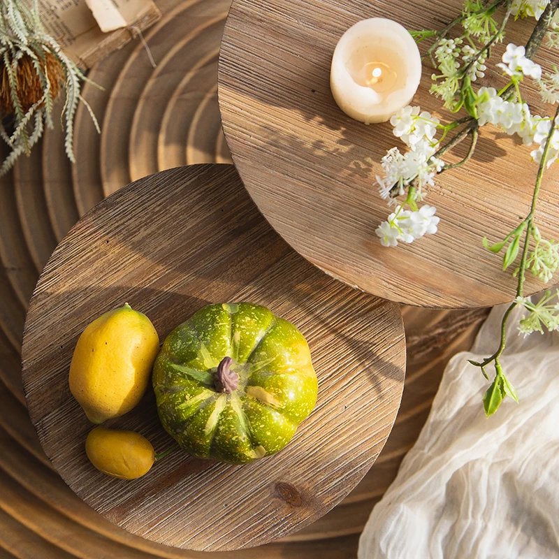 Fruit tray Distress Wooden Pendant wedding ornaments Weathered White Risers Carving Column dessert display stand