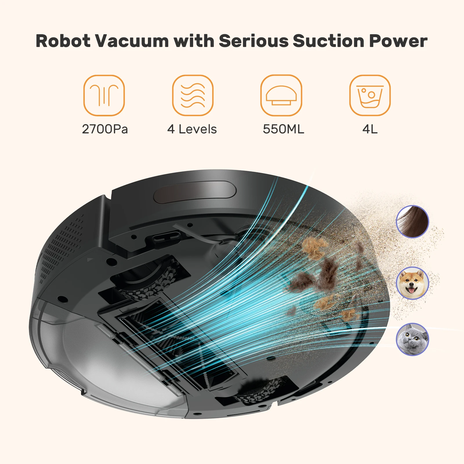 Verefa L11 Robot Vacuüm Self-Lege 70 Dagen, Lidar Navigatie Robot Stofzuiger 2700Pa, smart Mapping Robotic Vacuum 160 Minuten