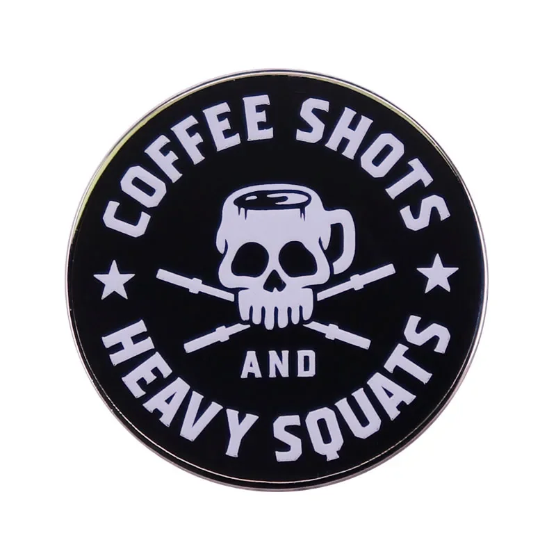 Coffee Shots And Heavy Squats enamel pin Fitness Lifestyle gym Hippie Witchcraft badge great gift for your gym buddy who does!