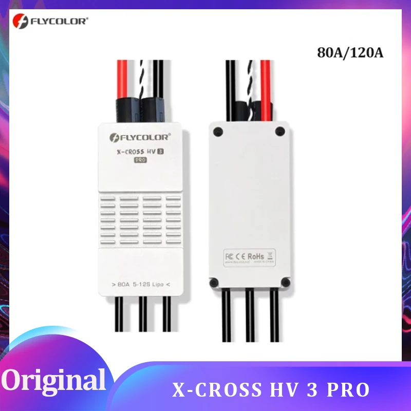 Flycolor X-CROSS HV 3 PRO 80A 200A ESC 5-12S BLHeli-32 Dshot Proshot 64MHz ARM contrôleur de vitesse 32 bits pour Drone de course RC FPV