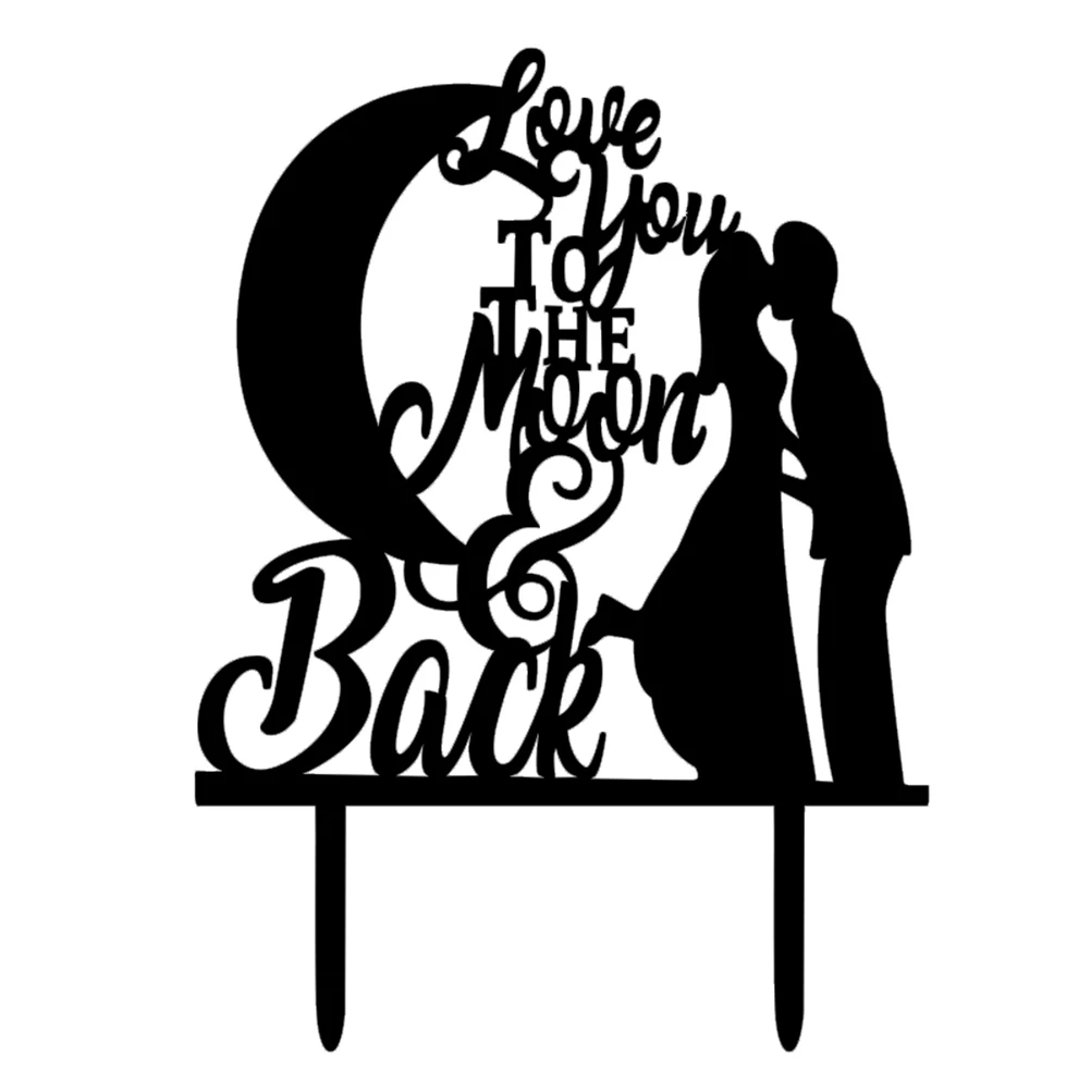

Wedding Cake Topper Love You To The Moon Back Decor Premium Material Easy Insert For Wedding Party AnniversaryCelebration