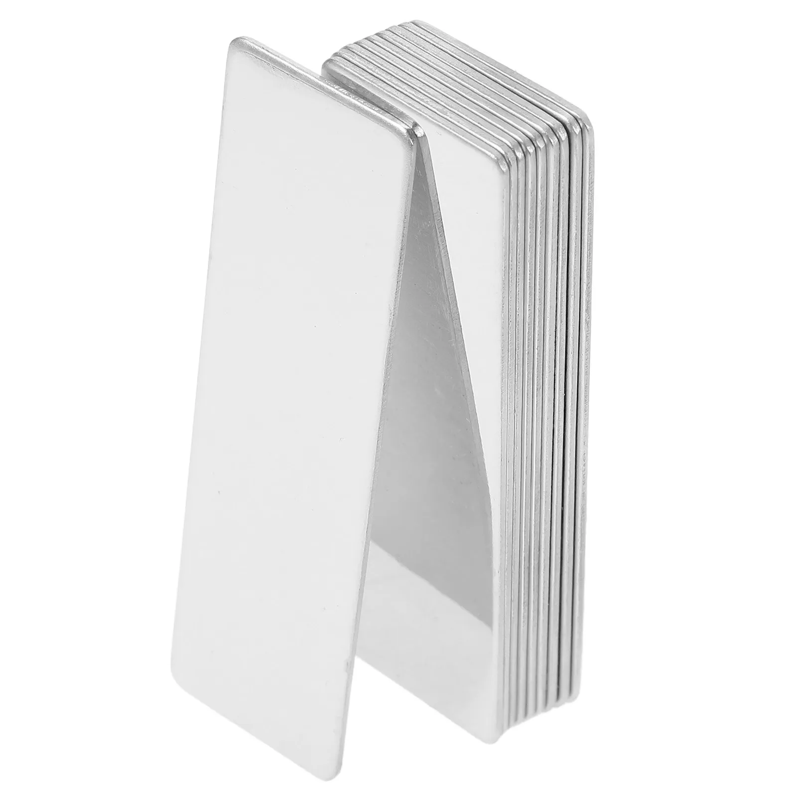 10Pcs Rust Resistant Stainless Steel Blank Name Tag Base Engraving Ready Metal Badge Desk Sign Door Plaque Holder Clip