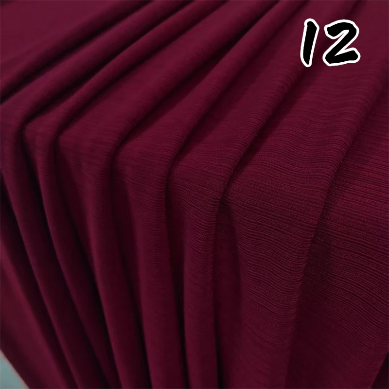 

1m Ice Silk Smooth Pleated Stripe Fabric Elastic Anti-Wrinkle Textured Fabric for Dress Casual Pants Suit DIY Sewing Cloth