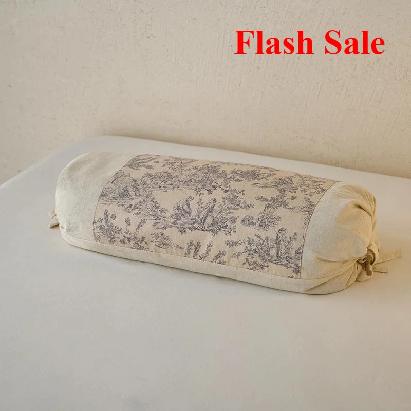 

Retro cotton and linen buckwheat pillow height adjustable cervical spine pillow hard pillow core for student and adult