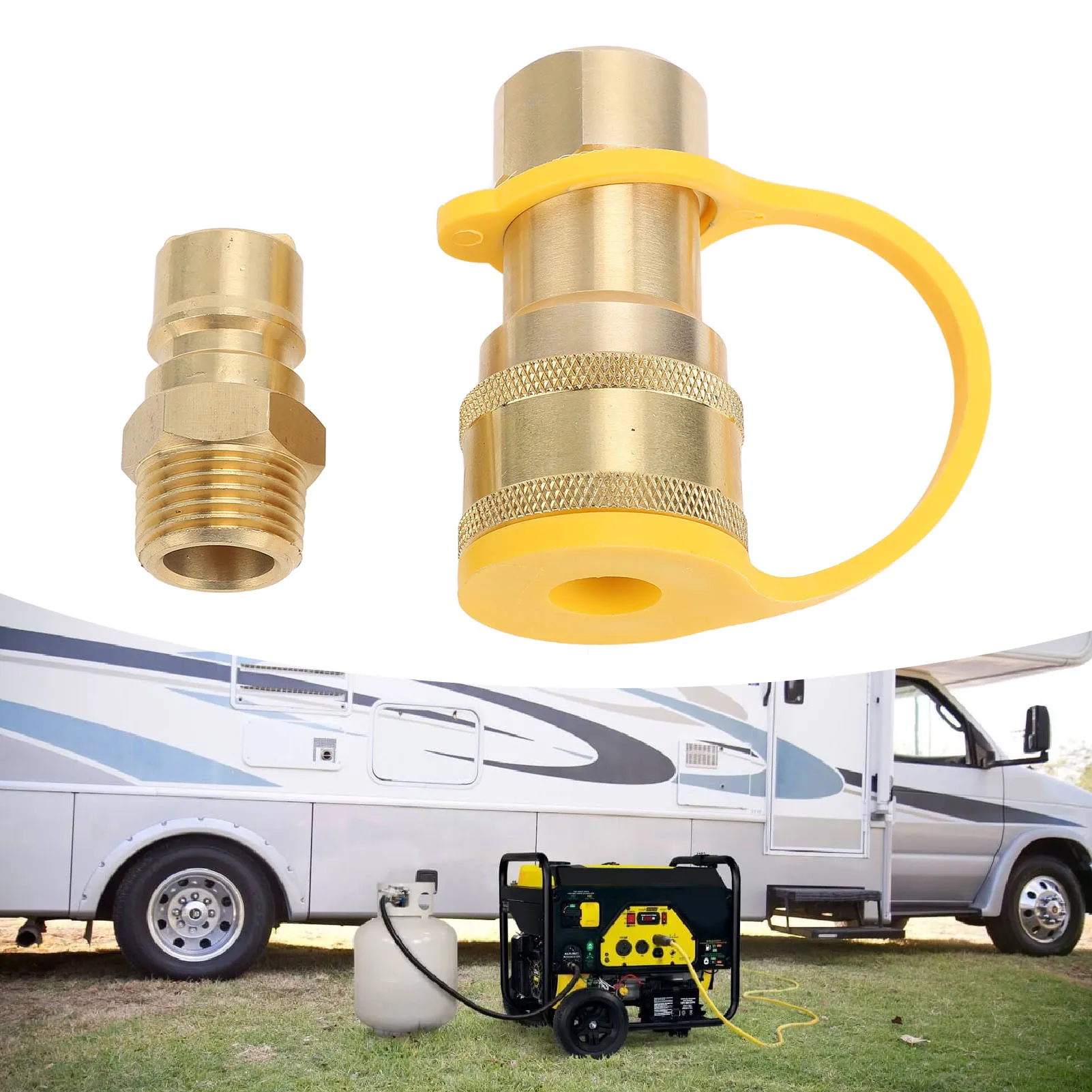 

Gas Quick Connect Fittings Brass 1/2in Gas Quick Connect Adapter Kit for Rv Trailer Van Gas Quick Connect Fittings