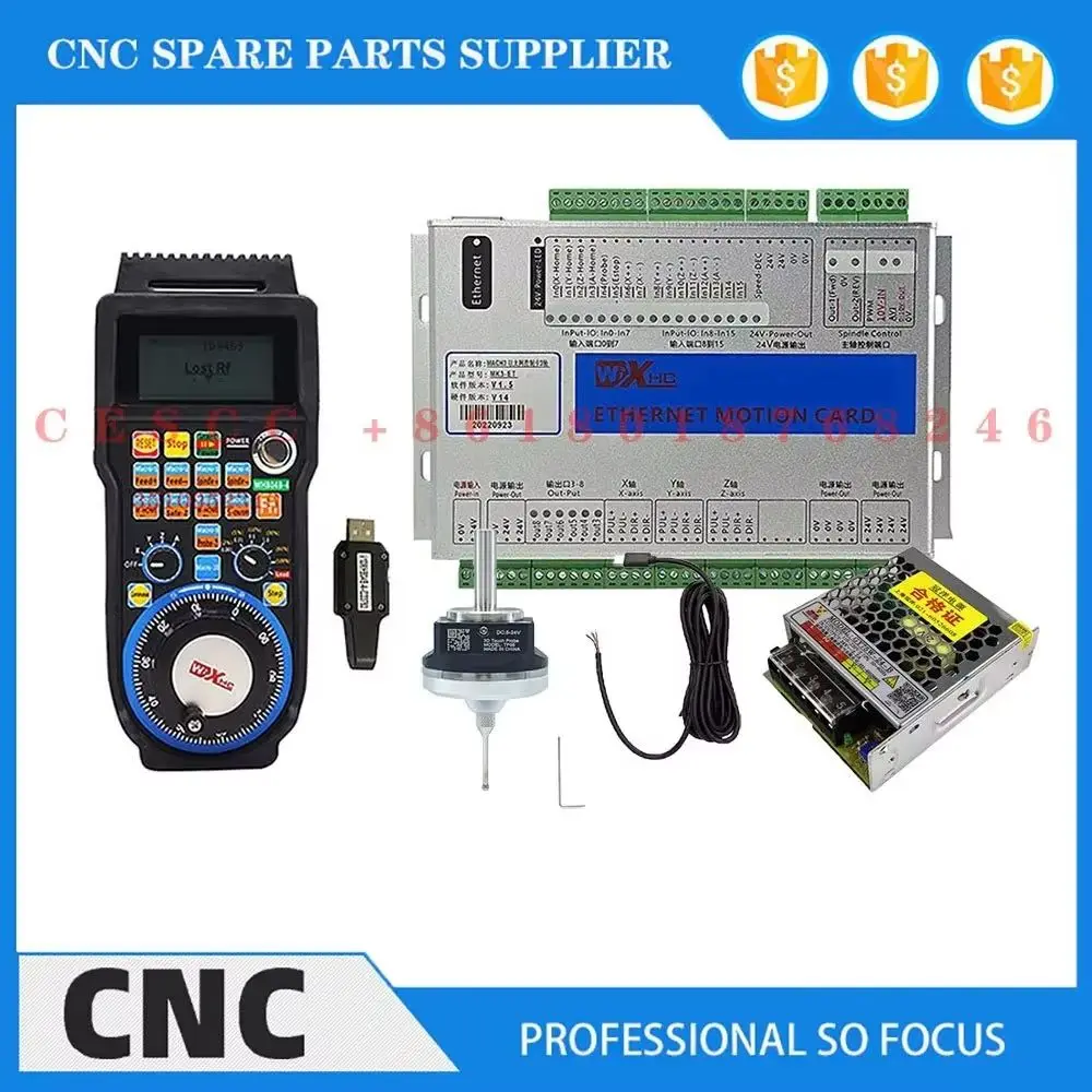 CNC engraving machine motion controller XHC MACH3 Ethernet control card kit 6MM NC V6 3D edge finder automatic centering 75W24V