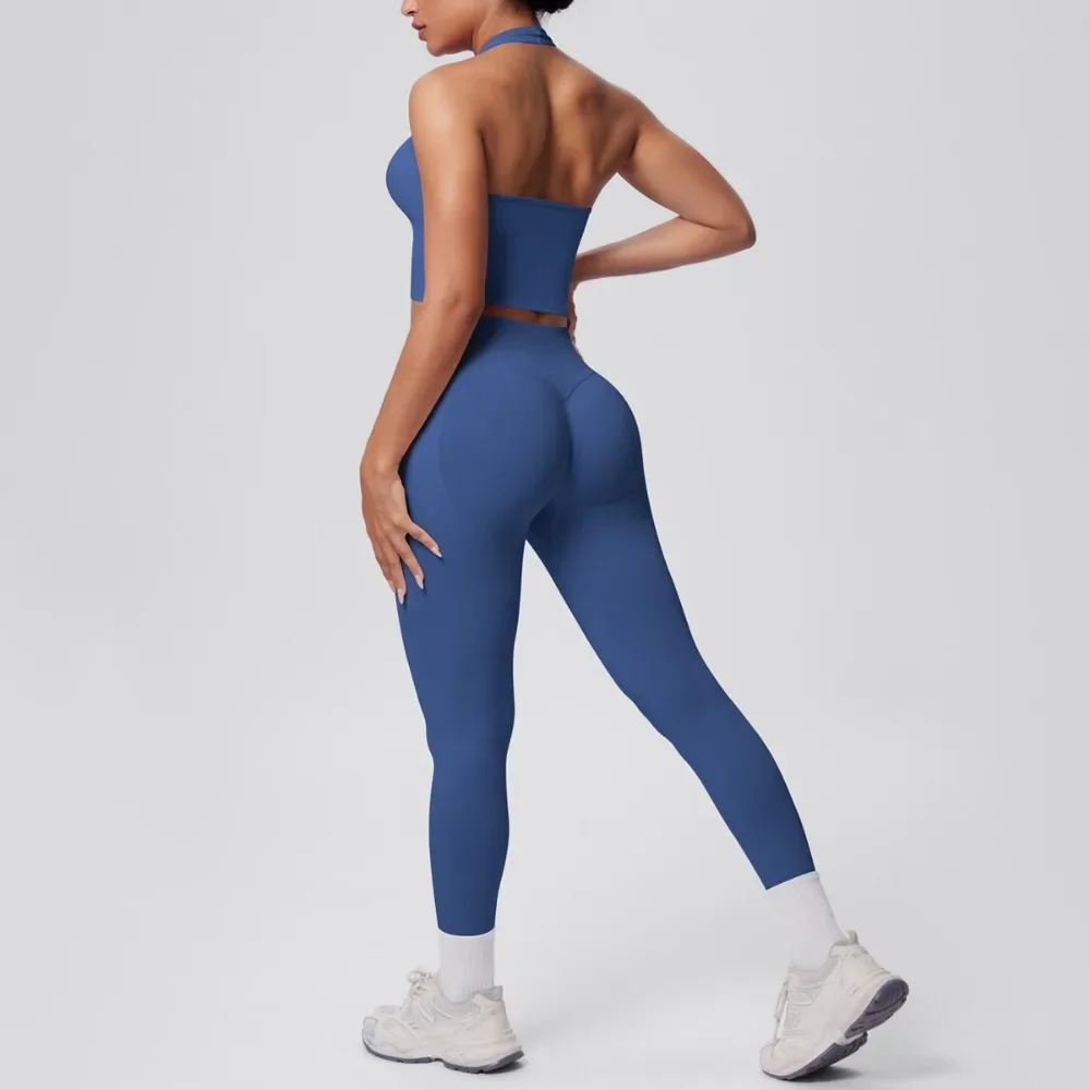 

Новый женский бесшовный комплект для йоги из 2 предметов, плотный костюм для фитнеса с высокой талией персикового цвета, спортивный костюм для бега на открытом воздухе, тренировок в тренажерном зале
