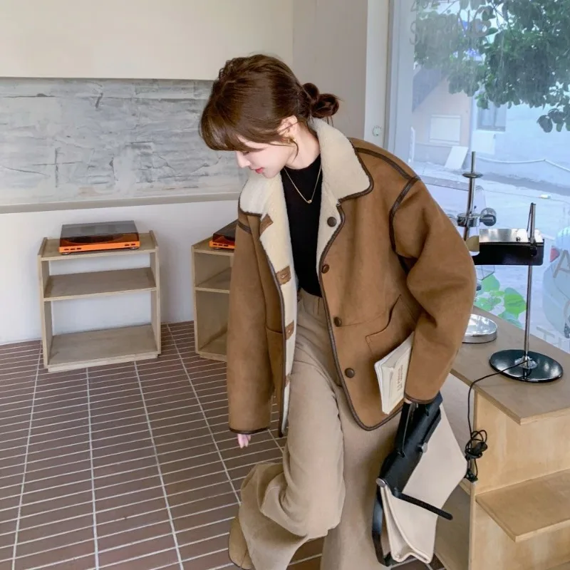 YYAHAHAS Suede Wool Imitation Lamb Wool 2025 Coat Women's Winter Popular Fur Integrated Cotton Jacket Female Clothing