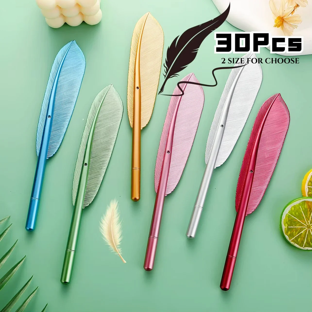30Pcs/Lot Creative Realistic Feathers Gel Pen 0.5mm Black Ink Writing Pens Cute Student School Supplies Office Stationery Gifts