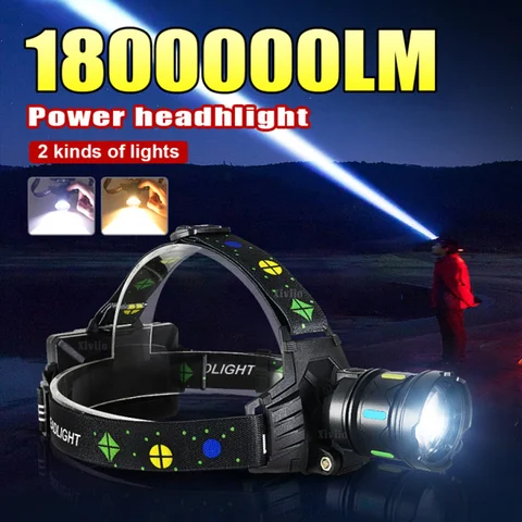 높은 루멘 슈퍼 밝은 LED 전조등 장거리 2000m USB 충전식 Led 헤드 라이트 IPX6 낚시 헤드 랜턴 방수