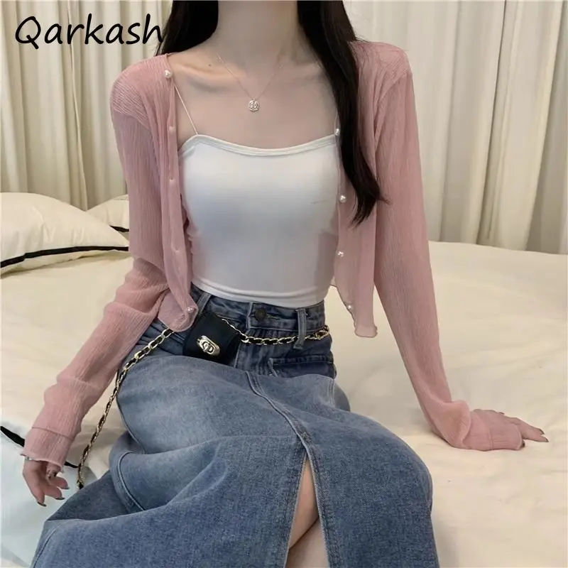 

Cardigans Women Simple Sexy Hotsweet Daily Casual Loose Chic Charming Youthful Koran Style Students New Breathable Tender Shrugs