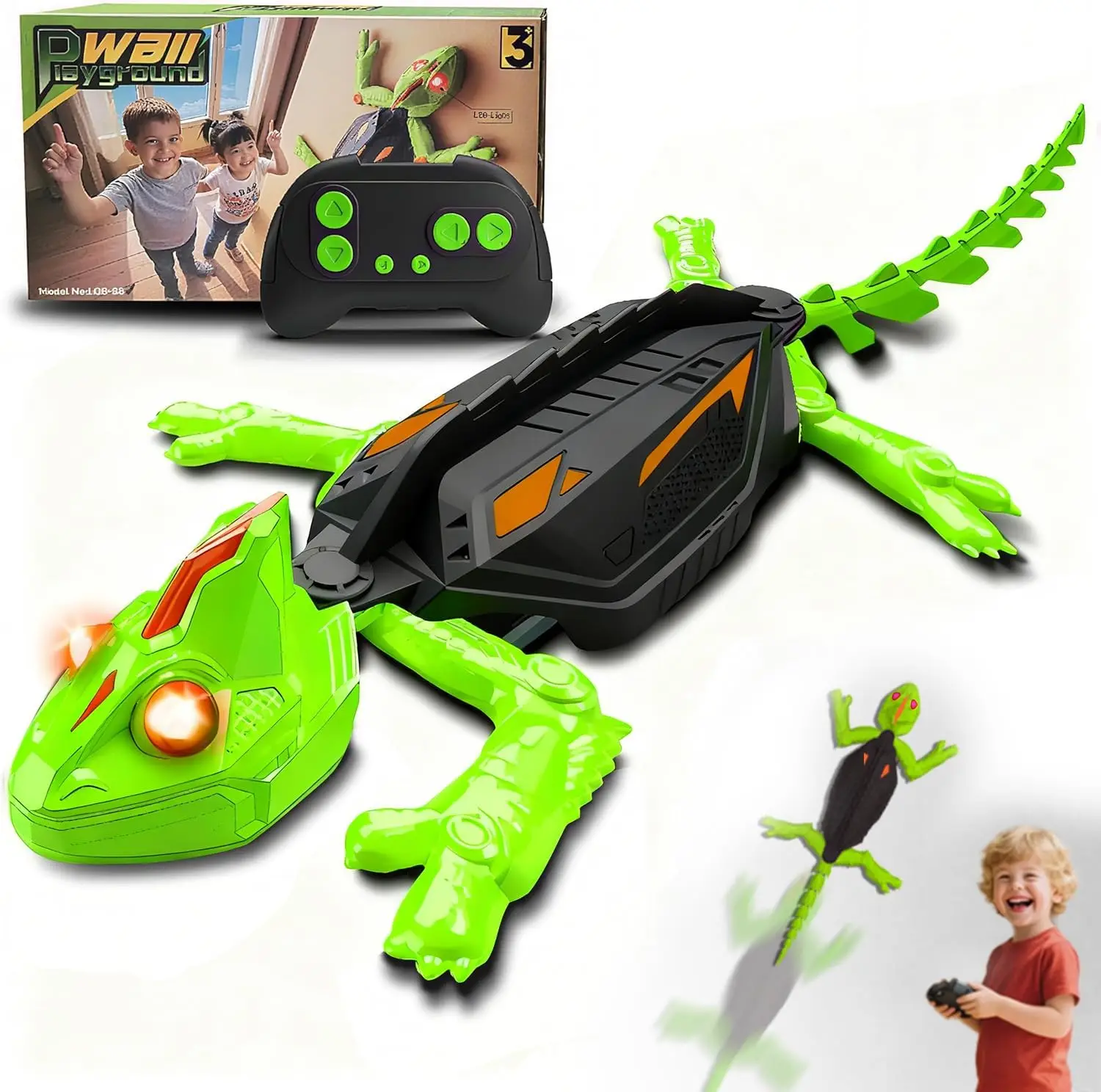 

Wall Climbing RC Gecko Toy, Rechargeable Remote Control Lizard with LED Eyes, Dual Mode for Floor & Wall, Gift for Kids Boys 3+