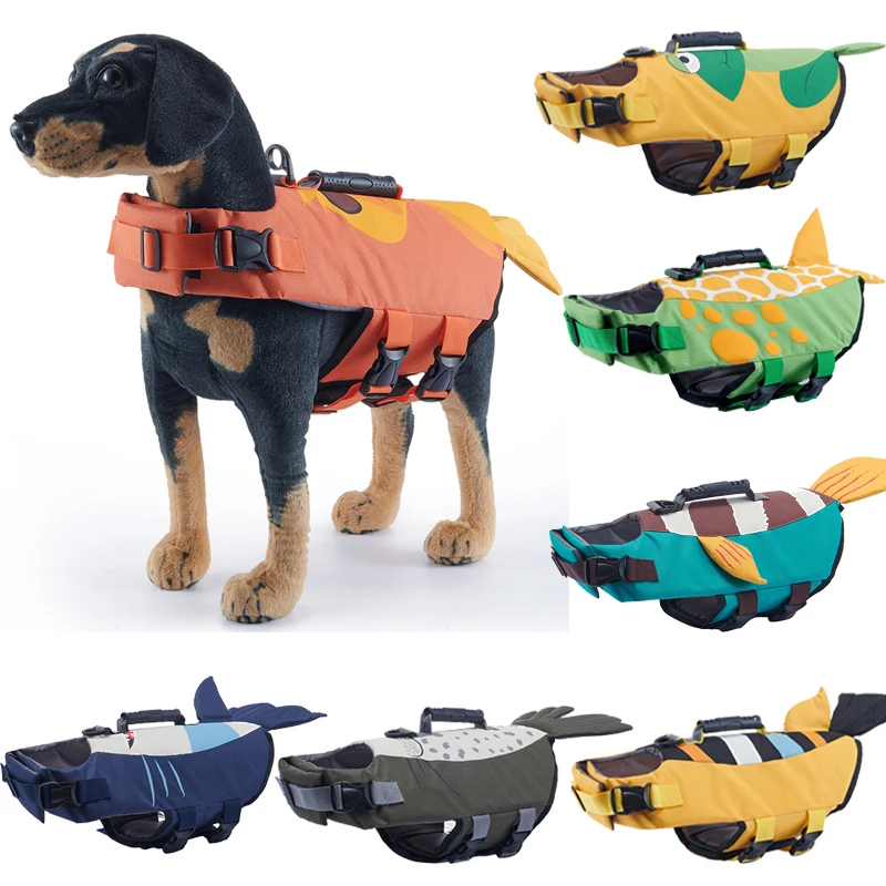 Dog Life Jacket Reflective Adjustable Summer Pet Dog Swimwear Safety Vest Enhanced Buoyancy Pet Life Jacket for Small Large Dogs