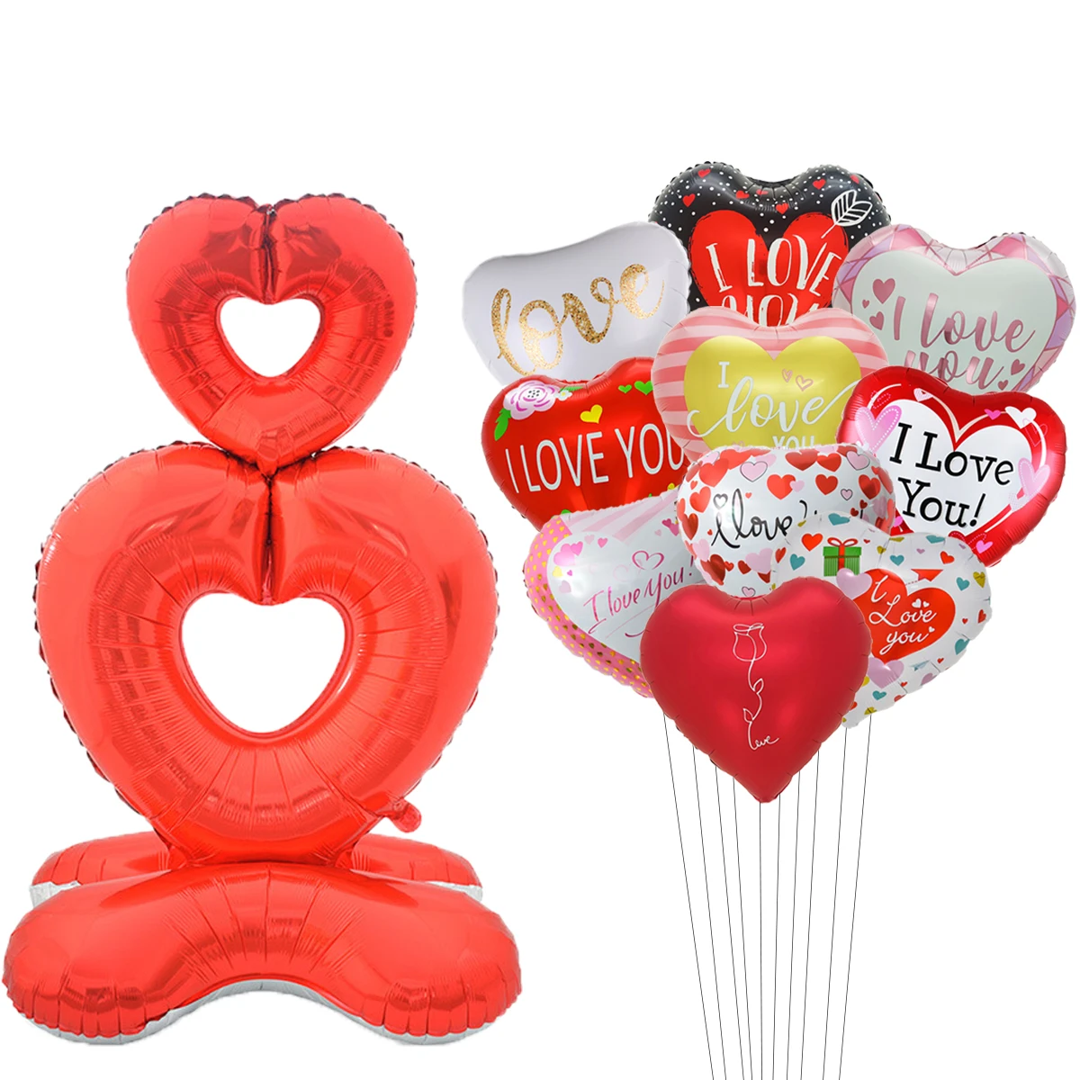 11 قطعة عيد الحب الوقوف الجوف القلب إلى القلب احباط بالونات مجموعة 18 بوصة الحب بالون مملوء بالهليوم الزفاف زينة عيد الحب