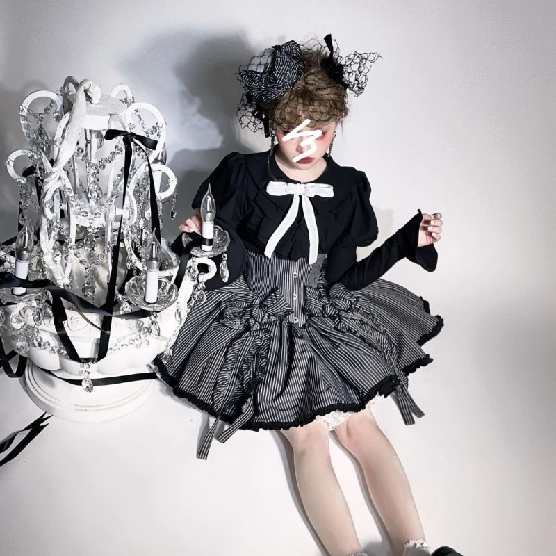 日本のゴシックダークロリータスタイルブラウス女性ヴィンテージフリルピーターパン襟取り外し可能な袖シャツ原宿 Y2k スリムトップ