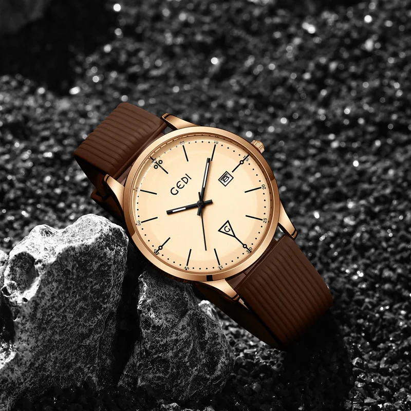 YFY Men's Simple Silicone Watch High Value Calendar Student Watch Niche Premium Waterproof Quartz Watch