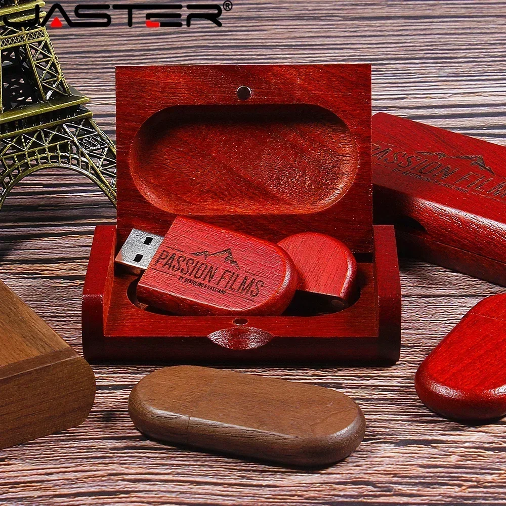 JASTER 20 sztuk / partia (bezpłatne logo) Pamięć USB 2.0 Drewniana Pendrive 4GB 8GB 16GB 32GB 64GB 128GB Pamięć Spersonalizowane prezenty
