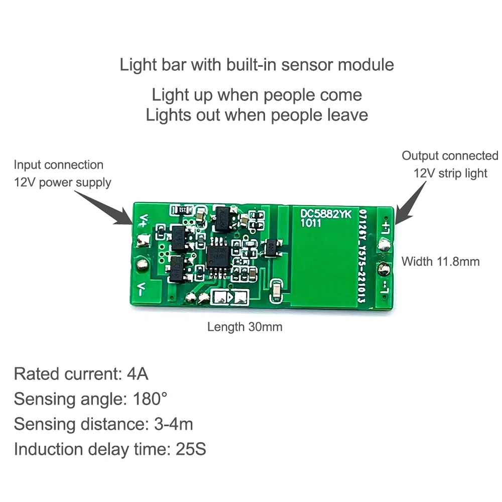 DC12V hole-free hidden body sensor module light bar sensor switch PIR Motion Sensor Switch Module For Smart Home