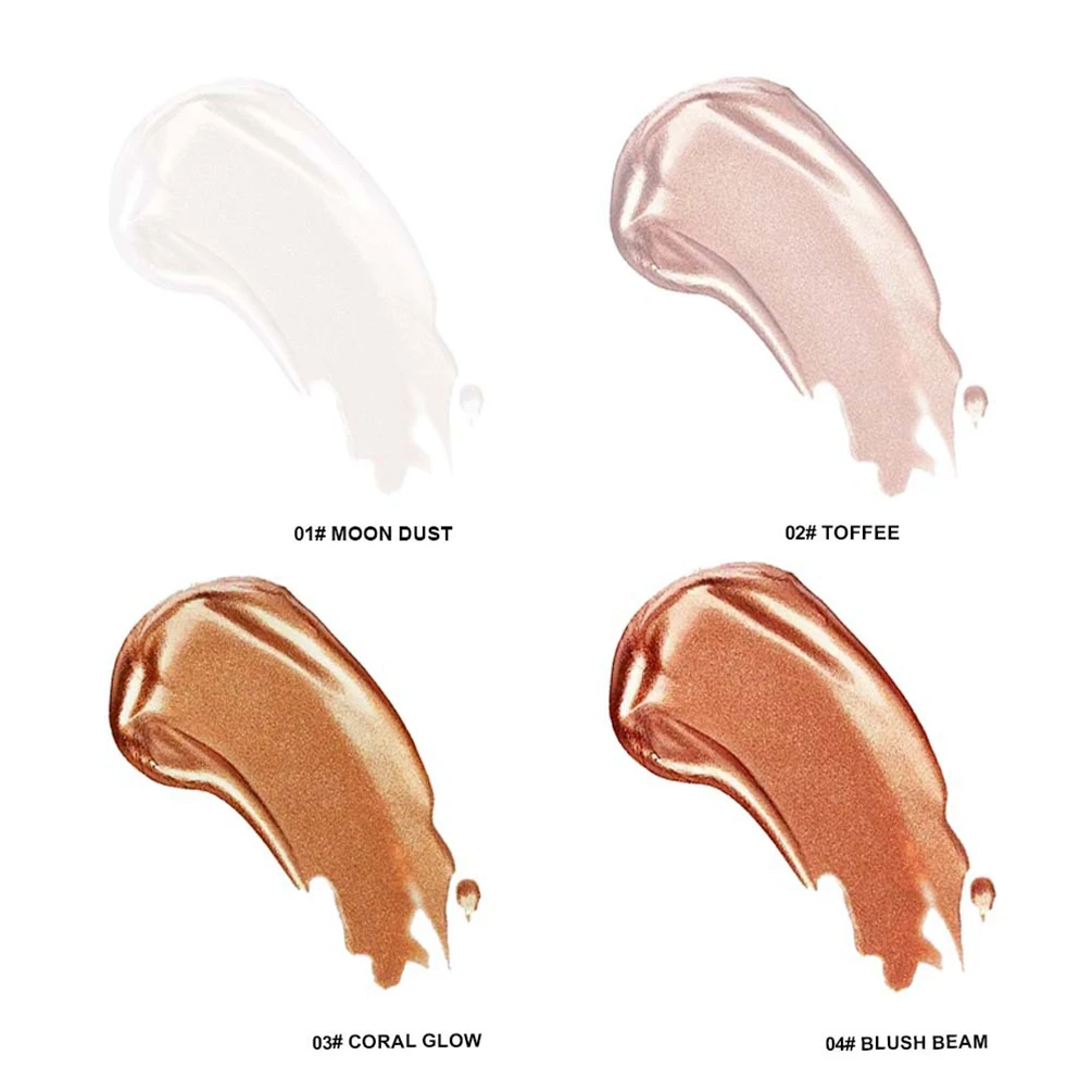 4-Farben-flüssiger Textmarker mit individuellem Logo, schimmerndes Pigment, Private Label, langlebig, feuchtigkeitsspendend, für Gesicht und Körper, leuchtendes Make-up im Großhandel