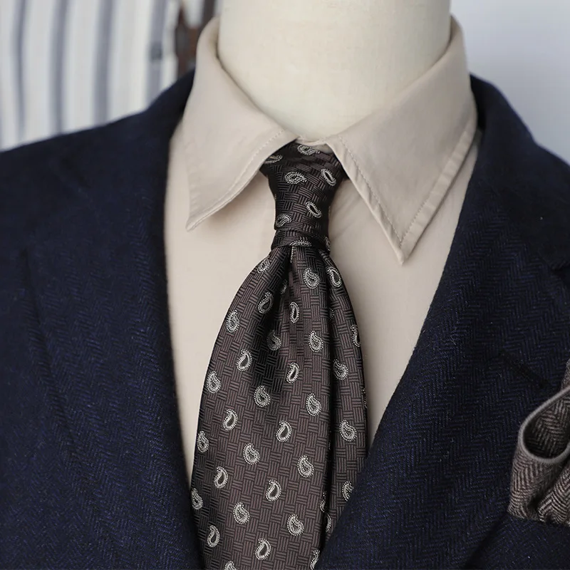 8 cm Herren-Luxus-Krawatten, Herren-Business-Krawatten, Paisley-gestreift, rot, marineblau, handgefertigt, lässige Krawatte, Krawatten, Accessoires